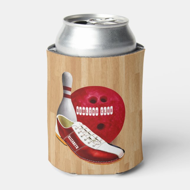 Bowling Ball Shoe And Pin With Your Custom Name Can Cooler (Can Front)