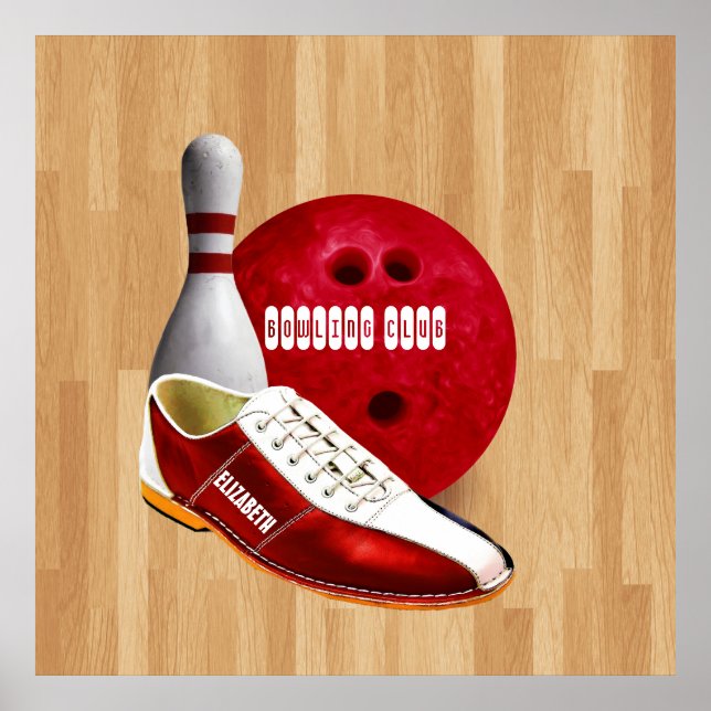 Bowling Ball Shoe And Pin With Your Custom Name Poster (Front)