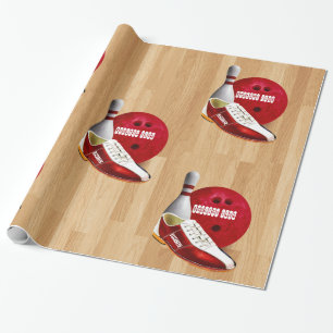 Bowling Ball Shoe And Pin With Your Custom Name Wrapping Paper