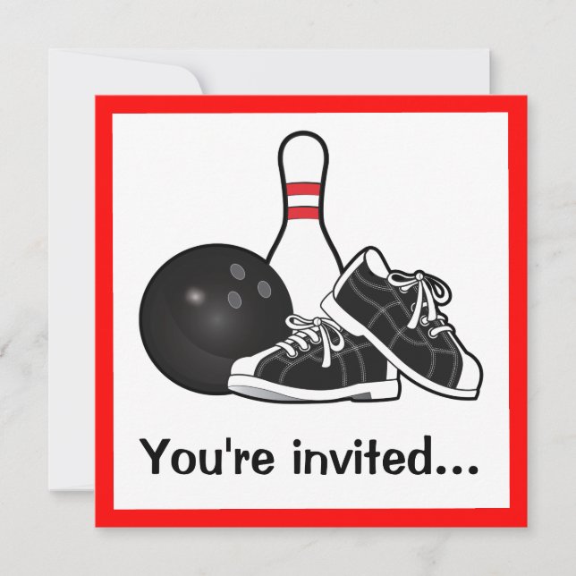 Bowling Ball, Shoes and Pin After-Game Party Invitation (Front)