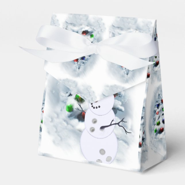 Bowling Ball Snowman Christmas Favor Box (Front Side)