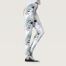 Bowling Ball Snowman Christmas Leggings