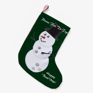 Bowling Ball Snowman Christmas Small Christmas Stocking