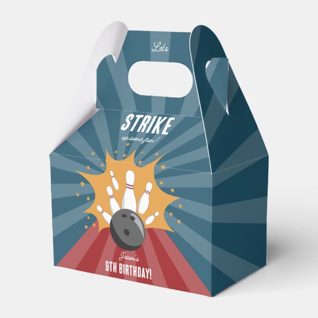 Bowling Ball Strike Up Some Fun Kids Birthday  Favor Box (Front Side)
