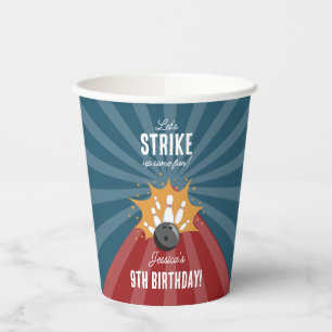 Bowling Ball Strike Up Some Fun Kids Birthday  Paper Cups
