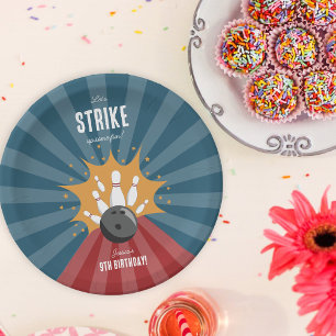 Bowling Ball Strike Up Some Fun Kids Birthday  Paper Plate