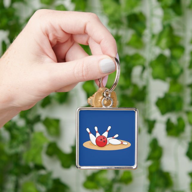 Bowling Ball Striking Skittles Keychain (Hand)