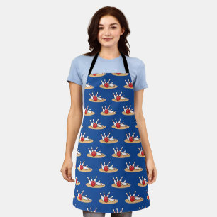 Bowling Ball Striking Skittles Pattern Apron