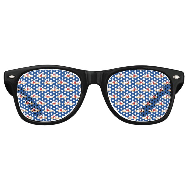 Bowling Ball Striking Skittles Pattern Retro Sunglasses (Front)