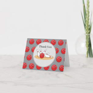 Bowling Ball Striking Skittles Personalize Thank You Card