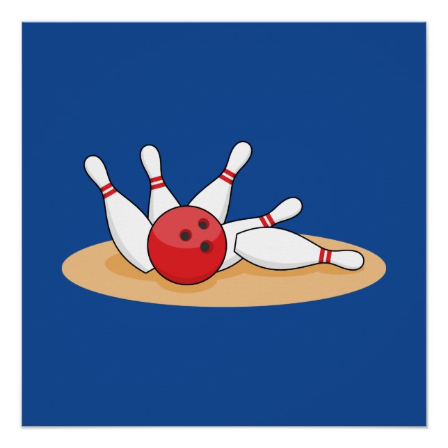 Bowling Ball Striking Skittles Poster (Front)