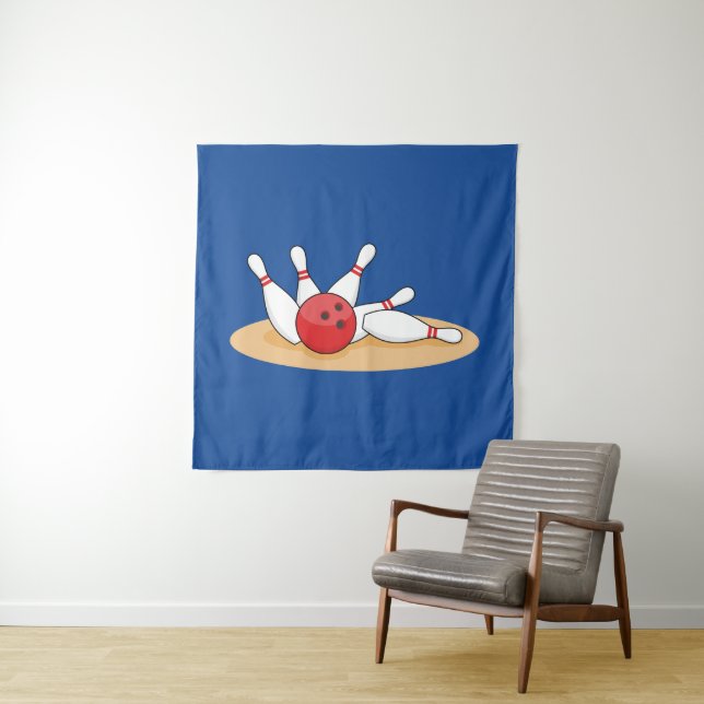 Bowling Ball Striking Skittles Tapestry (In Situ)