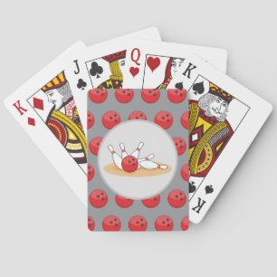 Bowling Ball Striking Skittles with Ball Pattern Playing Cards