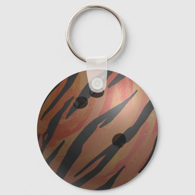 Bowling Ball Tiger Orange Keychain (Front)