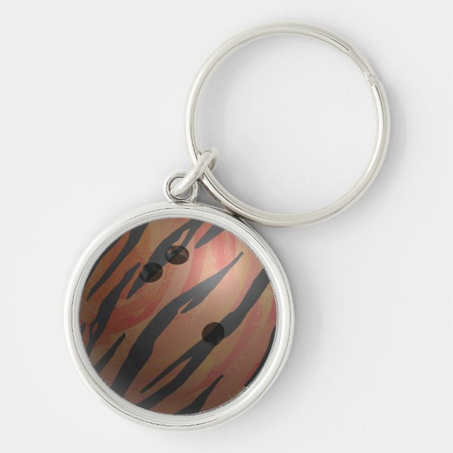 Bowling Ball Tiger Orange Keychain (Front)