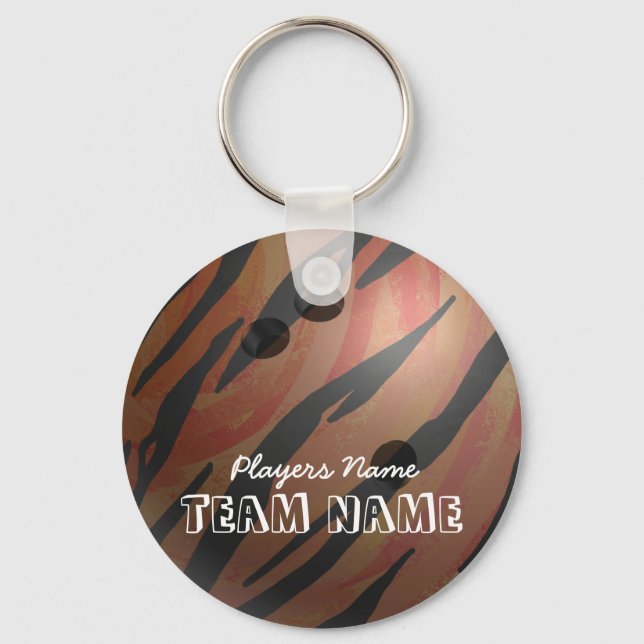Bowling Ball Tiger Orange Keychain (Front)