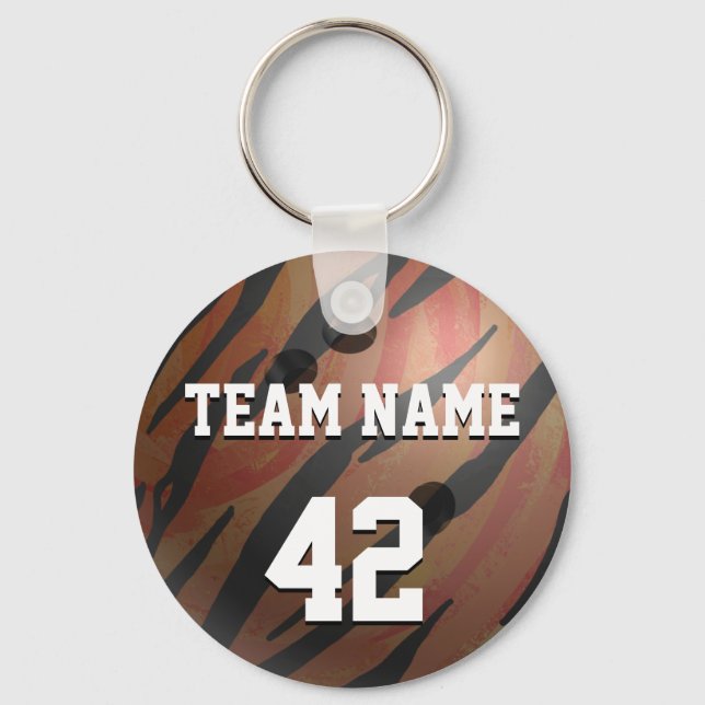 Bowling Ball Tiger Orange Keychain (Front)