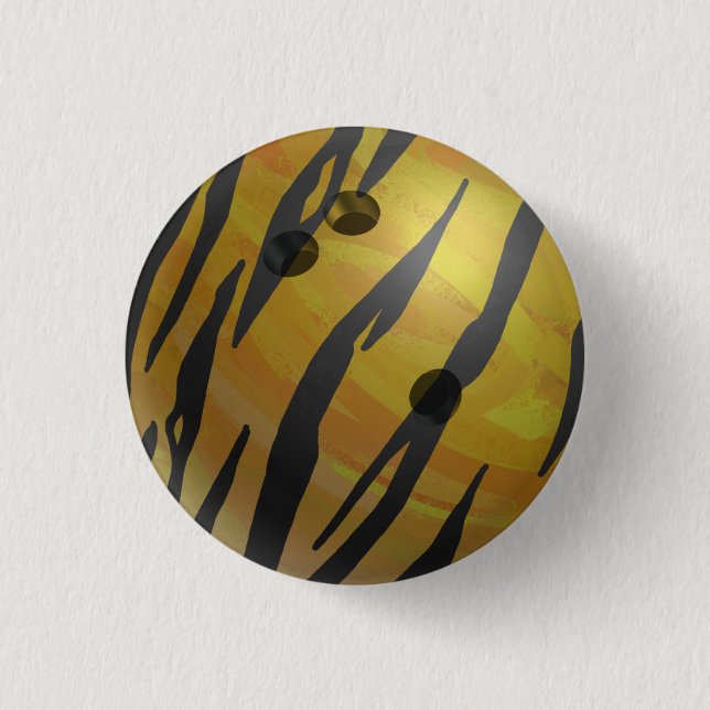 Bowling Ball Tiger Yellow 1 Inch Round Button (Front)