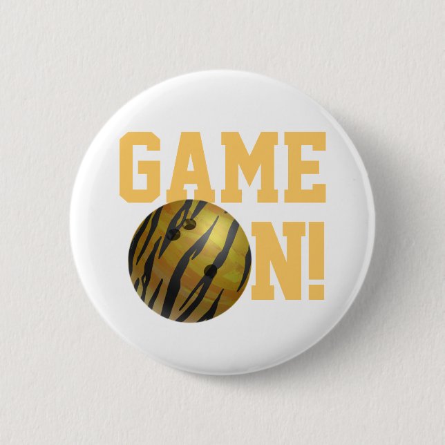 Bowling Ball Tiger Yellow 2 Inch Round Button (Front)