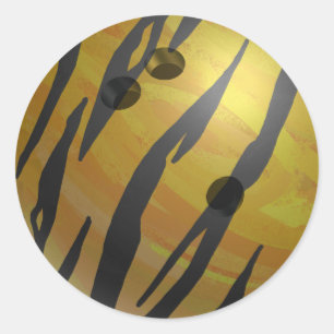 Bowling Ball Tiger Yellow Classic Round Sticker