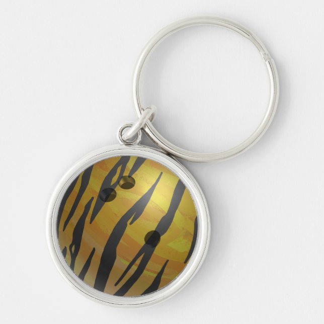 Bowling Ball Tiger Yellow Keychain (Front)
