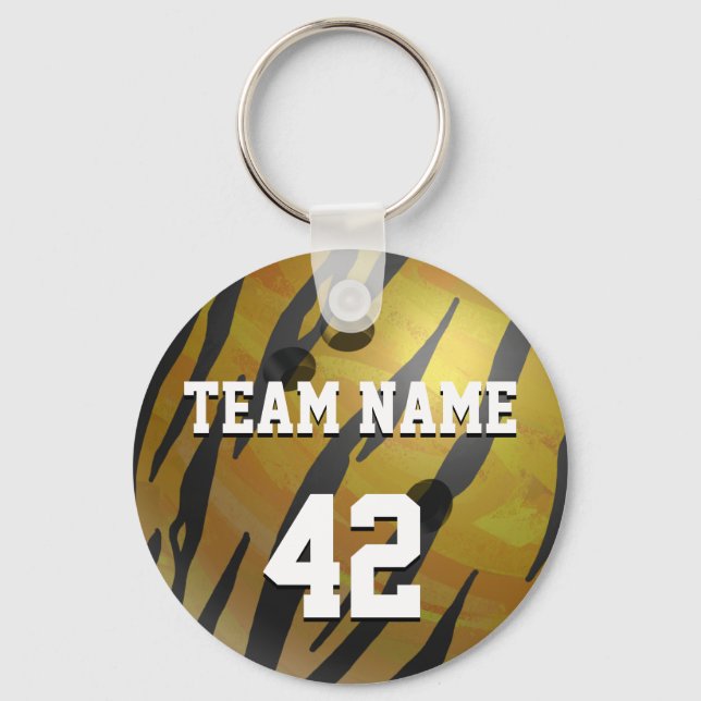 Bowling Ball Tiger Yellow Keychain (Front)