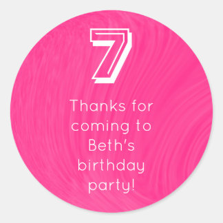 Bowling ball w/ birthday age & thank you message classic round sticker