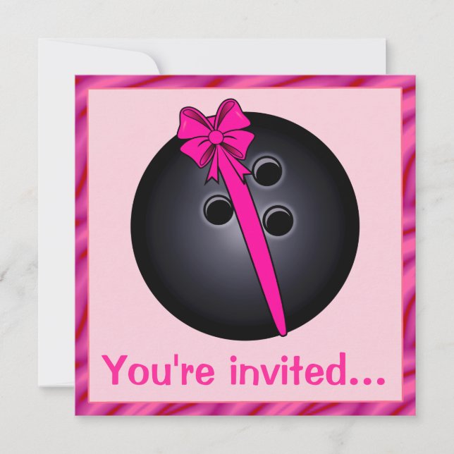 Bowling Ball with Bow Birthday Invitation (Front)