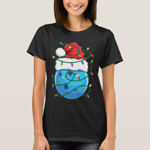 Bowling Ball With Santa Hat Men Boys Christmas Xma T-Shirt
