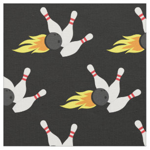 Bowling Balls and Flaming Pins Sports Fabric