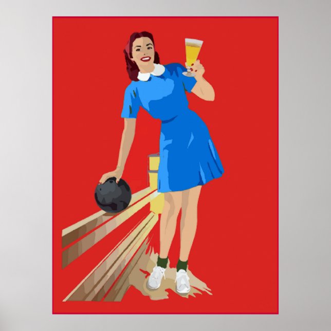 Bowling, Beer, Fun Poster (Front)