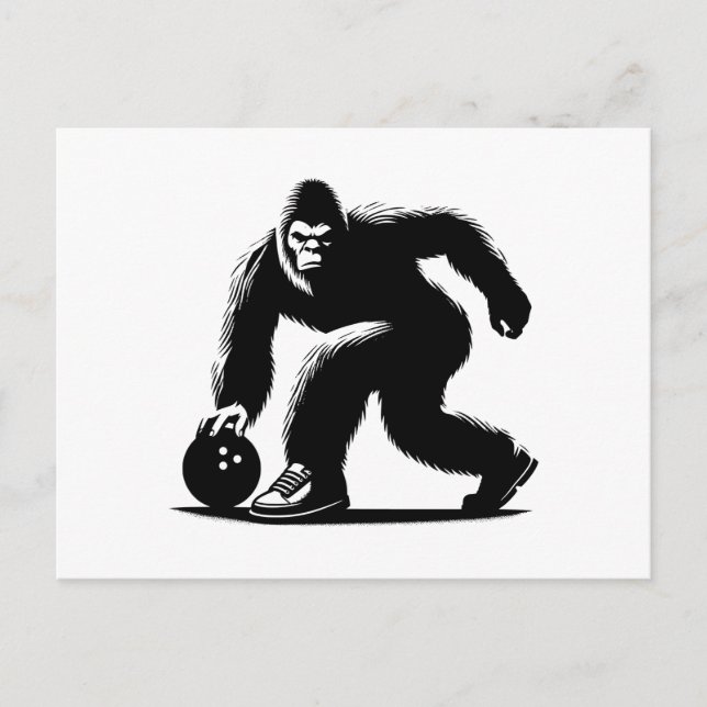 Bowling Bigfoot  Holiday Postcard (Front)