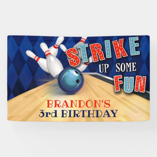 Bowling Birthday Banner - Boy (Horizontal)