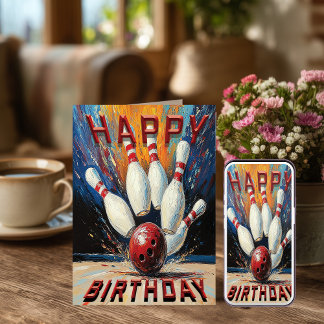 Bowling Birthday Card