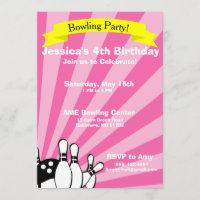 Bowling Birthday Card Invitation