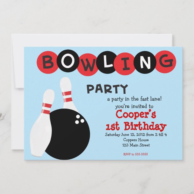 Bowling Birthday Invitation (Front)