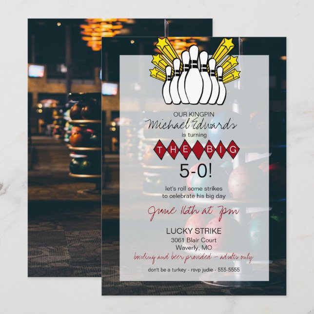 Bowling Birthday Invitation (Front/Back)