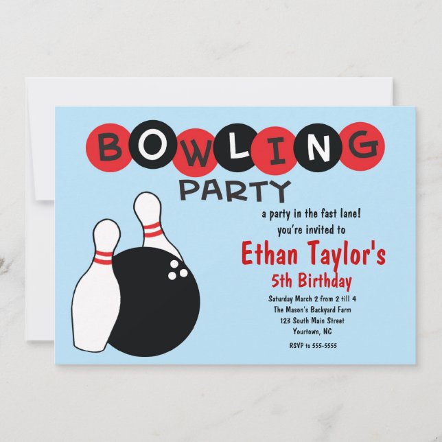 Bowling Birthday Invitation (Front)