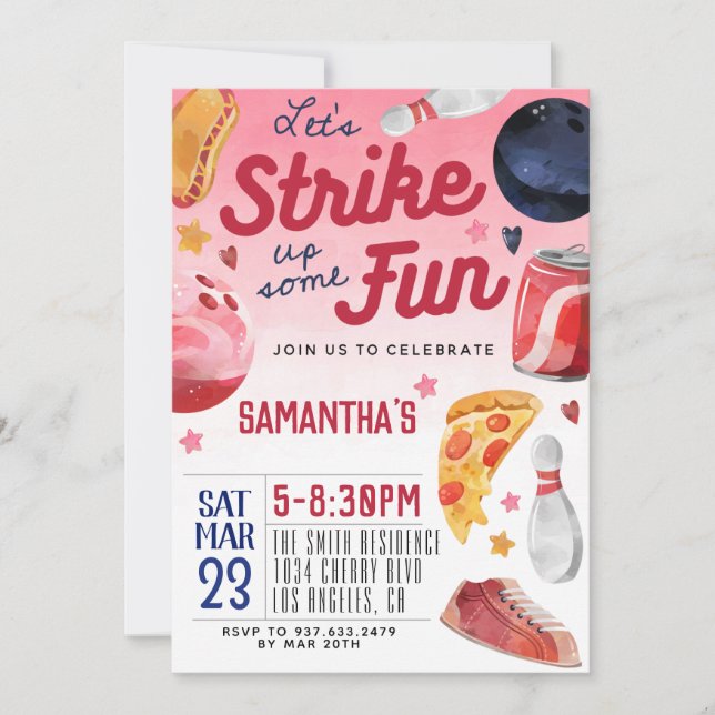Bowling Birthday Invitation (Front)