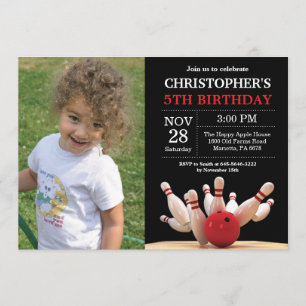 Bowling Birthday Invitation Birthday Party Red