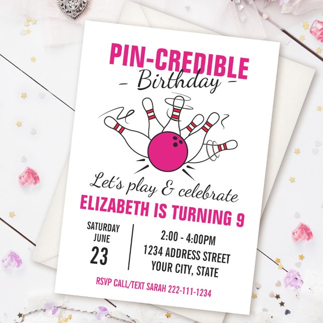 Bowling birthday invitation for girls (Creator Uploaded)