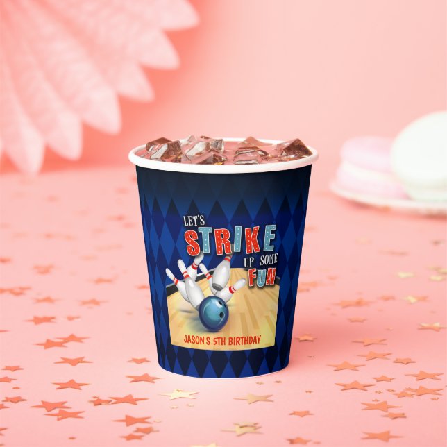 Bowling Birthday Paper Cup - Boy (Insitu)