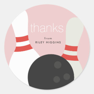 Bowling Birthday Party Classic Round Sticker