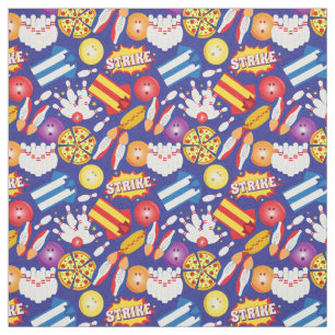 Bowling Birthday Party Colourful Kids Patterned Fabric