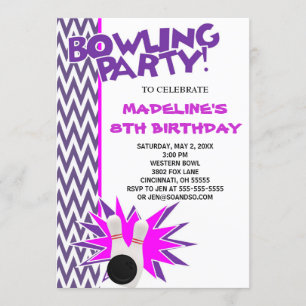 Bowling Birthday Party Custom Invitation