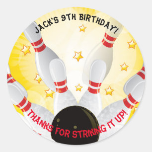 Bowling Birthday Party Favour Stickers