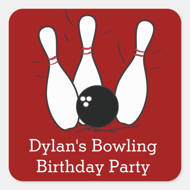 Bowling Birthday Party Favour Stickers (Front)