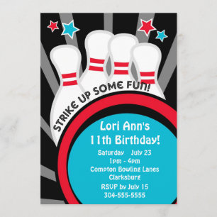 Bowling Birthday Party Invitation