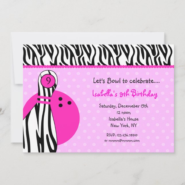 Bowling Birthday Party Invitations (Front)