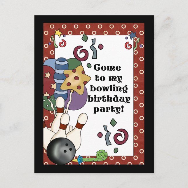 Bowling Birthday Party Invitations (Front)
